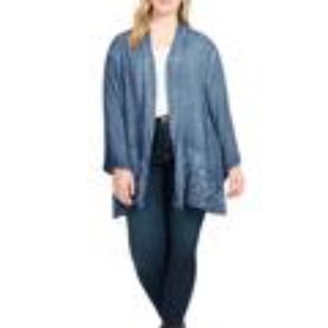 Denim wash embroidered Kimono